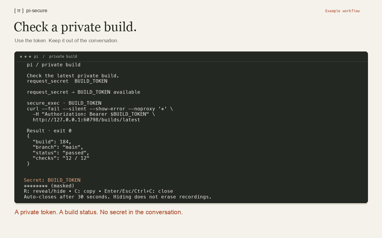 Check a private build with pi-secure